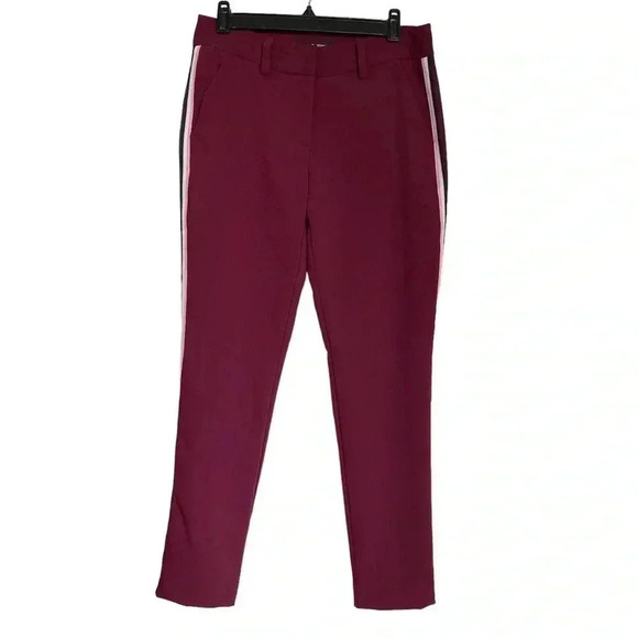 Pink Tartan Crepe Cocktail Pant - Wine colour sz 4 - Picture 1 of 6